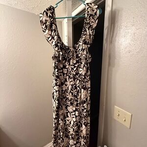 Floral Black and White Dress